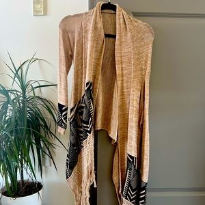 Waist length cardigan with fringe - worn twice
